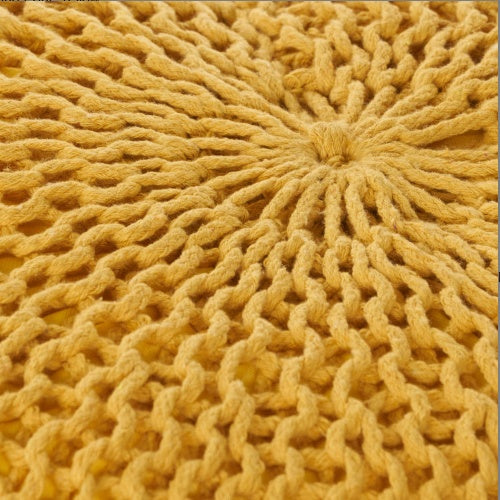 Home Decor Sunny Yellow Kids Seat – Chunky Knit Cotton Seat for Games & Small Spaces
