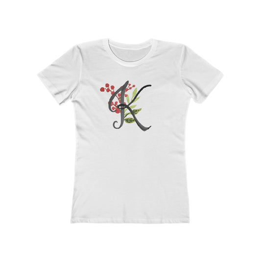 Clothing Stuff > Shirts & Tops > Women's Slim Fit Tee Watercolor Flower Letter K T-Shirt – Garden Nerd Tee for Plant Moms