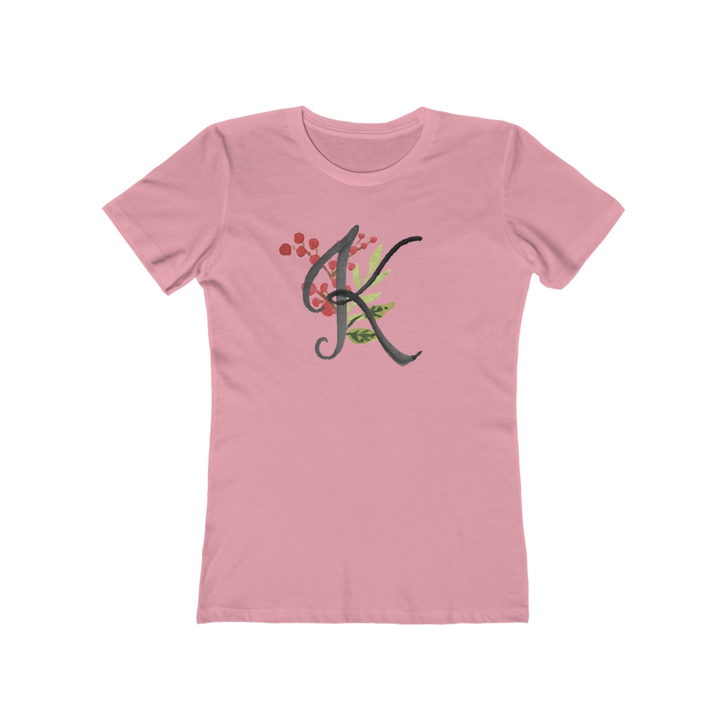 Clothing Stuff > Shirts & Tops > Women's Slim Fit Tee Watercolor Flower Letter K T-Shirt – Garden Nerd Tee for Plant Moms