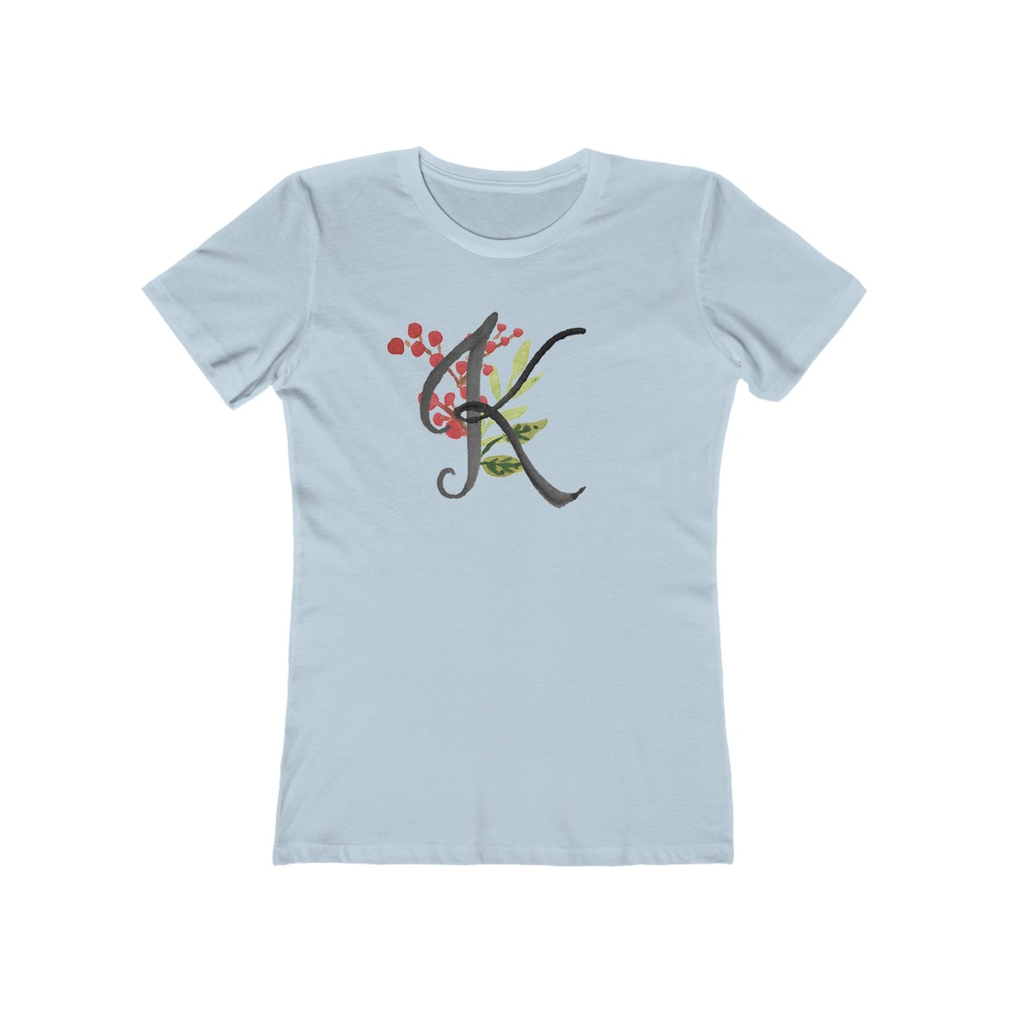 Clothing Stuff > Shirts & Tops > Women's Slim Fit Tee Watercolor Flower Letter K T-Shirt – Garden Nerd Tee for Plant Moms
