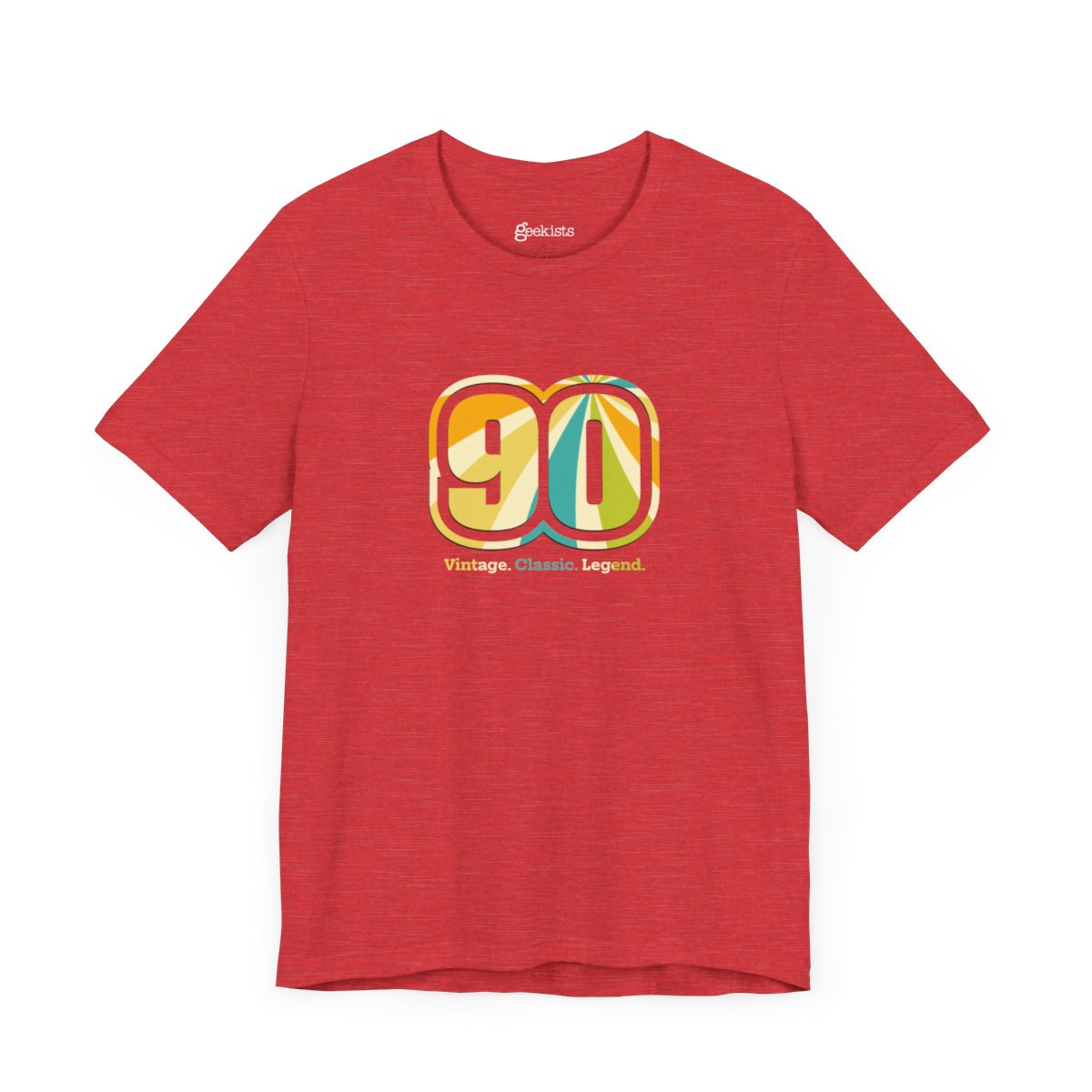 Heather Red / 3XL Clothing Stuff > Shirts & Tops > Lightweight Jersey Tee Vintage. Classic. Legend Happy Birthday Unisex T-Shirt - 90th Nonagenarian Milestone