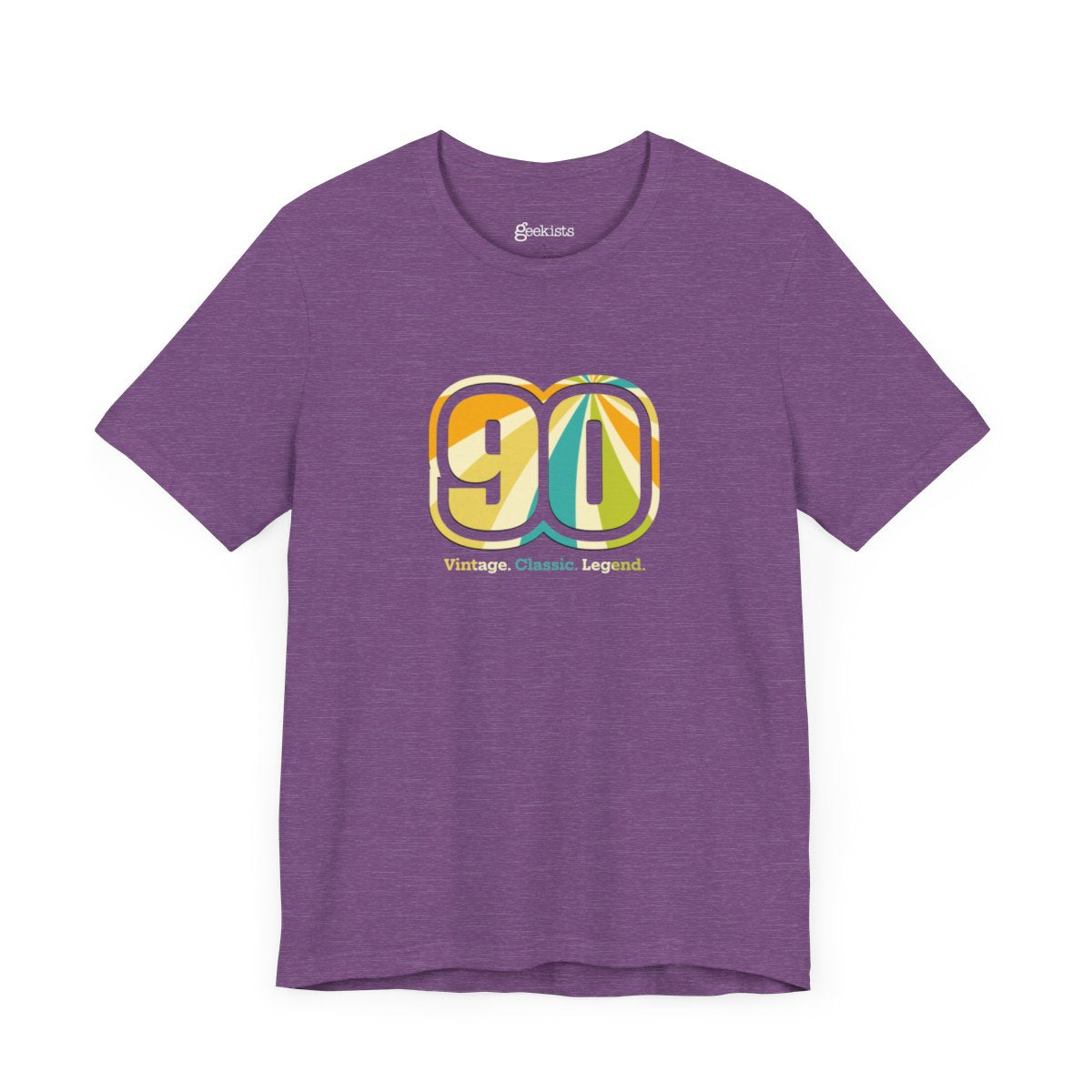 Heather Team Purple / 3XL Clothing Stuff > Shirts & Tops > Lightweight Jersey Tee Vintage. Classic. Legend Happy Birthday Unisex T-Shirt - 90th Nonagenarian Milestone
