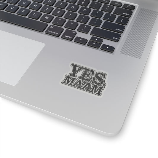 yes ma’am alpha military nerd decal sticker – distressed yes ma’am graphic – 3" × 3"