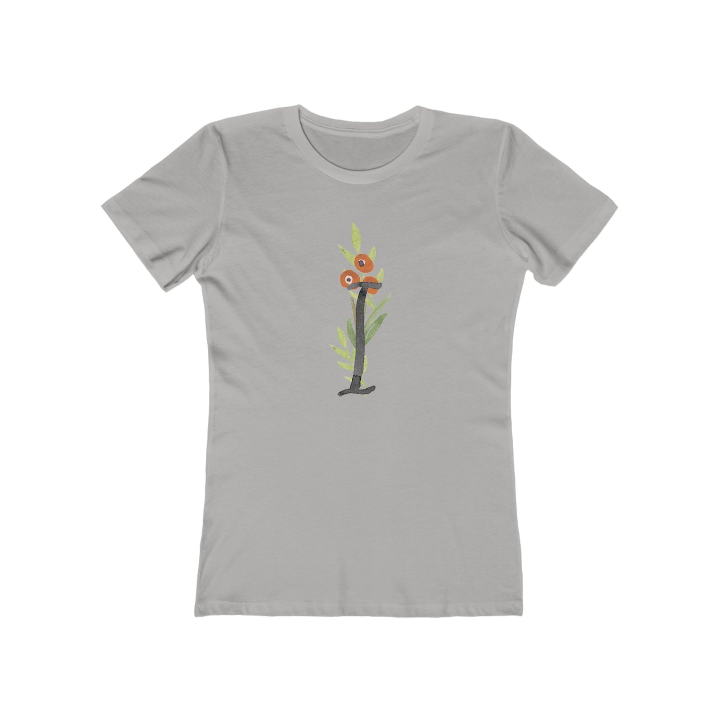 Clothing Stuff > Shirts & Tops > Women's Slim Fit Tee Watercolor Flower Letter I T-Shirt – Garden Nerd Tee for Plant Moms