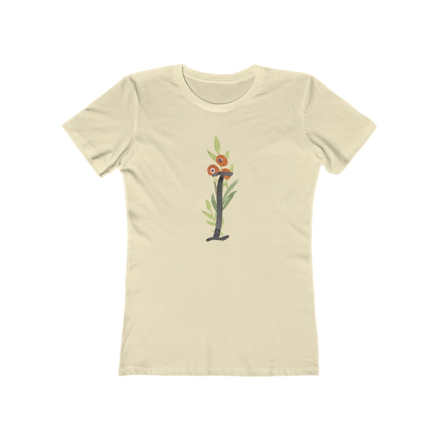 Clothing Stuff > Shirts & Tops > Women's Slim Fit Tee Watercolor Flower Letter I T-Shirt – Garden Nerd Tee for Plant Moms