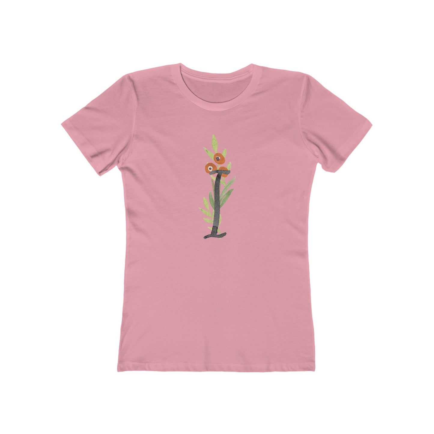 Clothing Stuff > Shirts & Tops > Women's Slim Fit Tee Watercolor Flower Letter I T-Shirt – Garden Nerd Tee for Plant Moms
