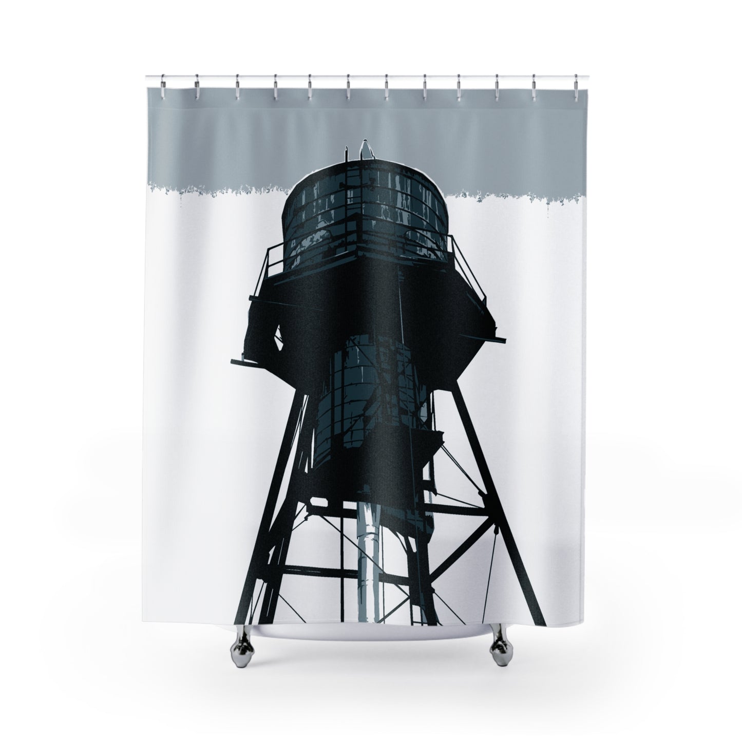 NYC Water Tower Fabric Shower Curtain — Graphic — Front