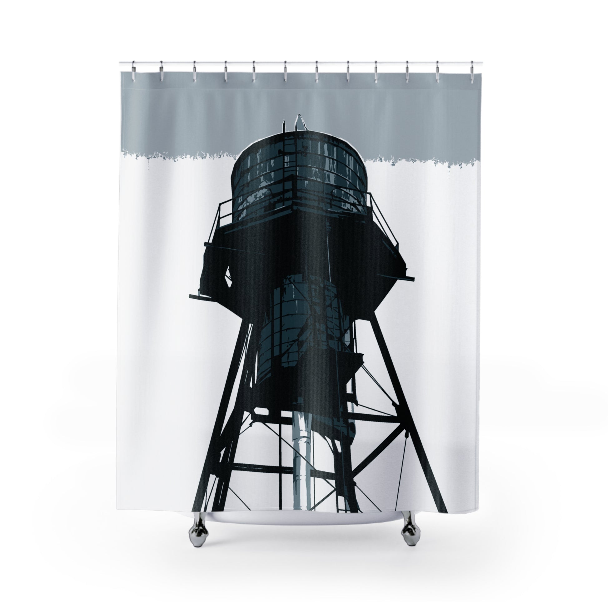 NYC Water Tower Fabric Shower Curtain — Graphic — Front