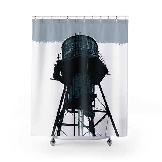 NYC Water Tower Fabric Shower Curtain — Graphic — Front