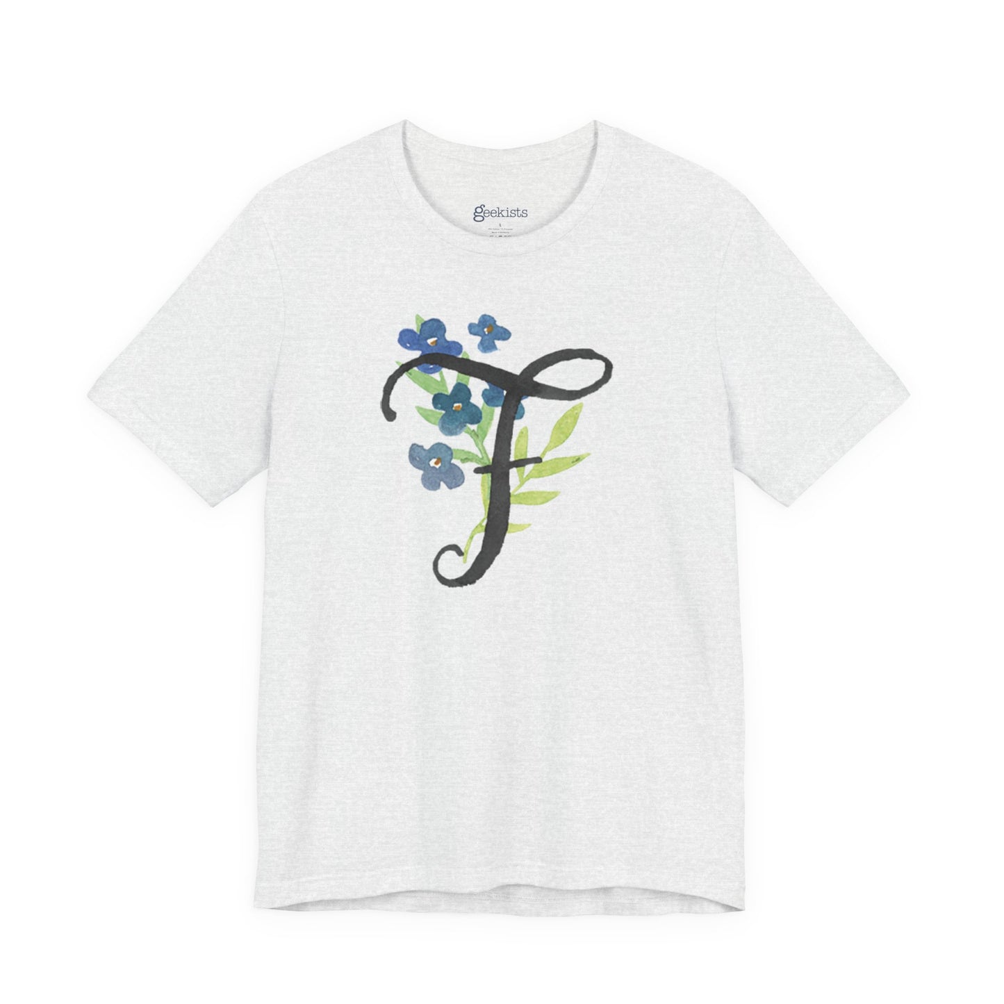 Clothing Stuff > Shirts & Tops > Unisex Jersey Tee Watercolor Flower Letter F T-Shirt – Garden Nerd Tee for Plant Moms