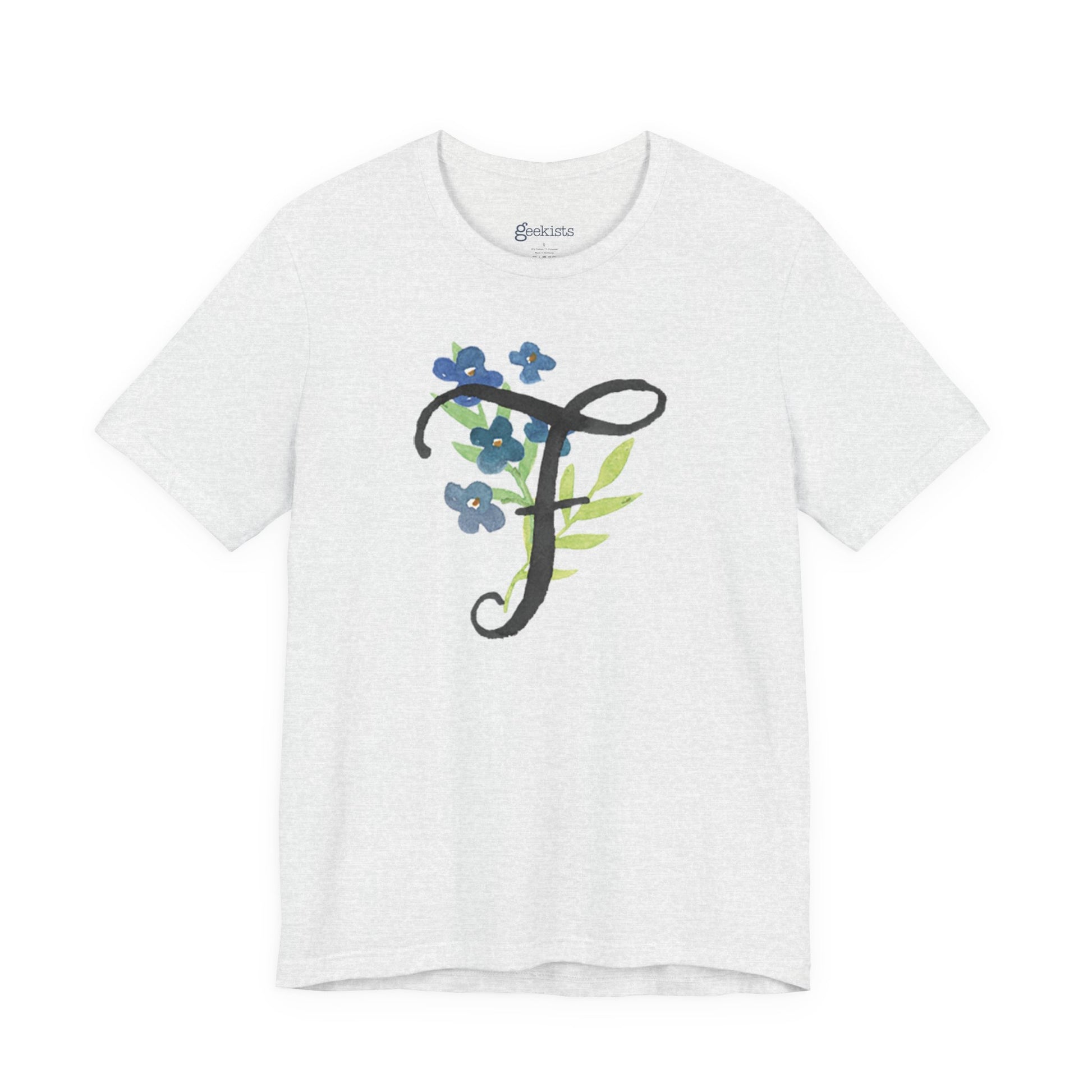 Clothing Stuff > Shirts & Tops > Unisex Jersey Tee Watercolor Flower Letter F T-Shirt – Garden Nerd Tee for Plant Moms