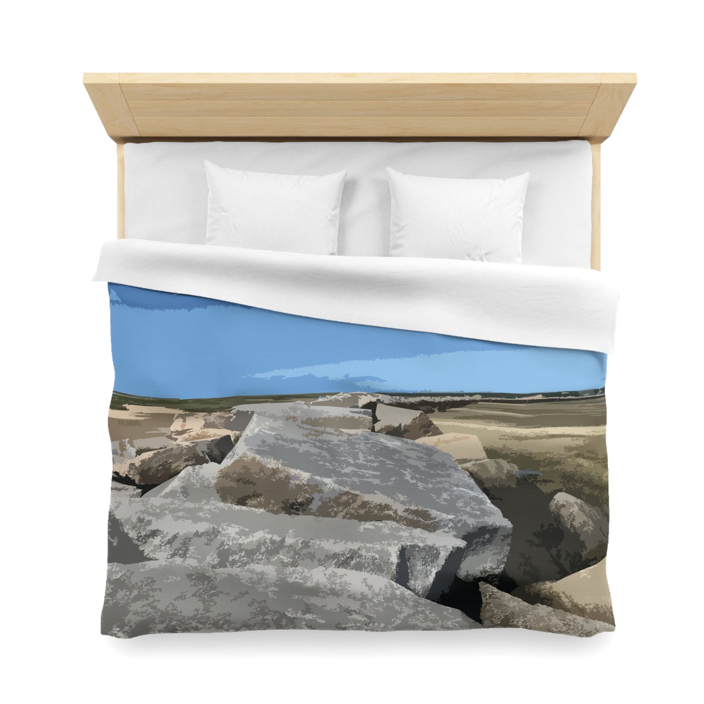 Cape Cod Breakwater Duvet Cover — Coastal Home Decor — Primary Image