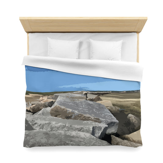 Cape Cod Breakwater Duvet Cover — Coastal Home Decor — Primary Image
