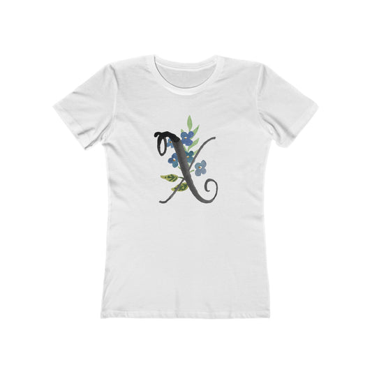 Clothing Stuff > Shirts & Tops > Women's Slim Fit Tee Watercolor Flower Letter X T-Shirt – Garden Nerd Tee for Plant Moms