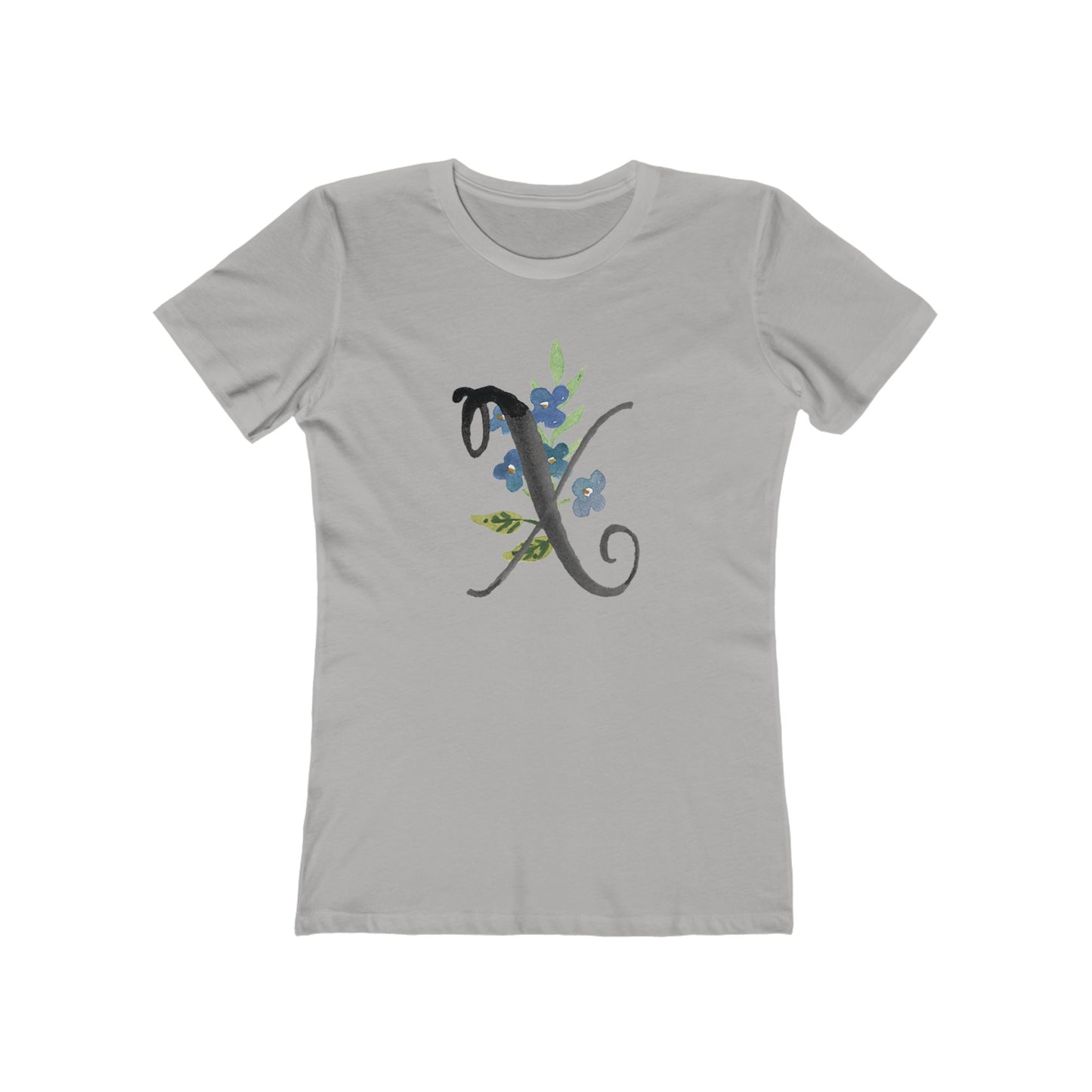 Clothing Stuff > Shirts & Tops > Women's Slim Fit Tee Watercolor Flower Letter X T-Shirt – Garden Nerd Tee for Plant Moms