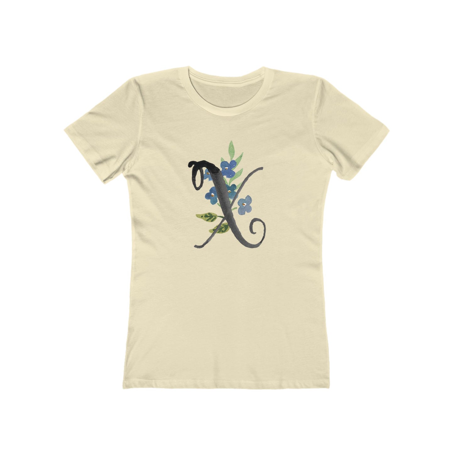 Clothing Stuff > Shirts & Tops > Women's Slim Fit Tee Watercolor Flower Letter X T-Shirt – Garden Nerd Tee for Plant Moms