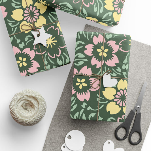 Home Decor Pastel Floral Wrapping Paper - Folk-Inspired Gift Wrap for Spring and Mother’s Day