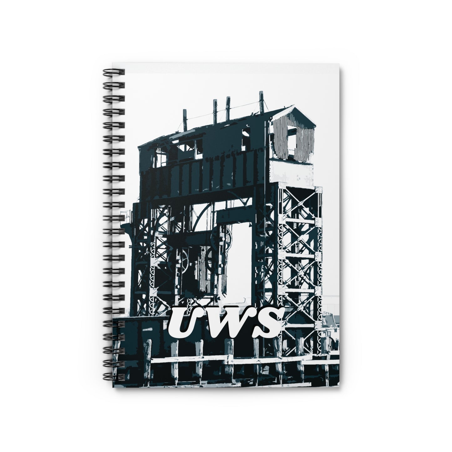 UWS Urban Decay Ruled Line Spiral Notebook — Hudson River NYC Graphic — Front