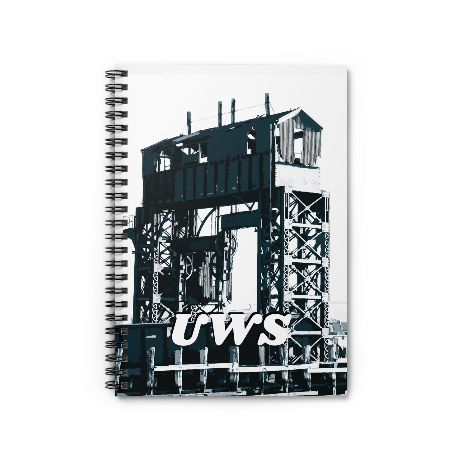 UWS Urban Decay Ruled Line Spiral Notebook — Hudson River NYC Graphic — Front