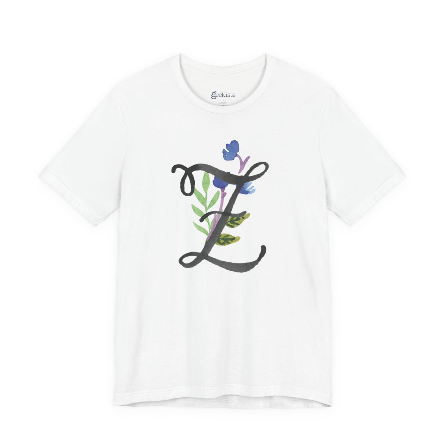 Clothing Stuff > Shirts & Tops > Unisex Jersey Tee Watercolor Flower Letter Z T-Shirt – Garden Nerd Tee for Plant Moms