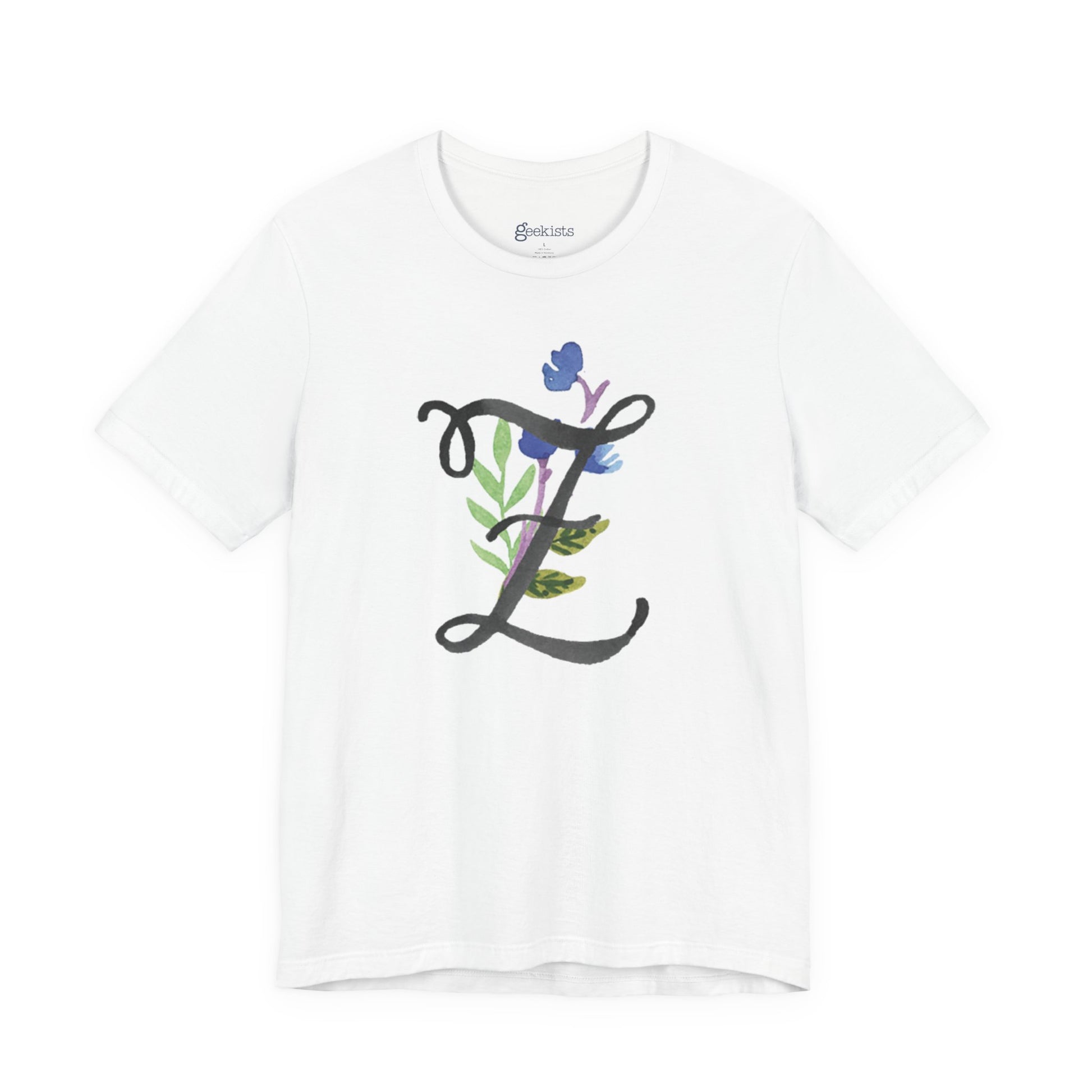 Clothing Stuff > Shirts & Tops > Unisex Jersey Tee Watercolor Flower Letter Z T-Shirt – Garden Nerd Tee for Plant Moms