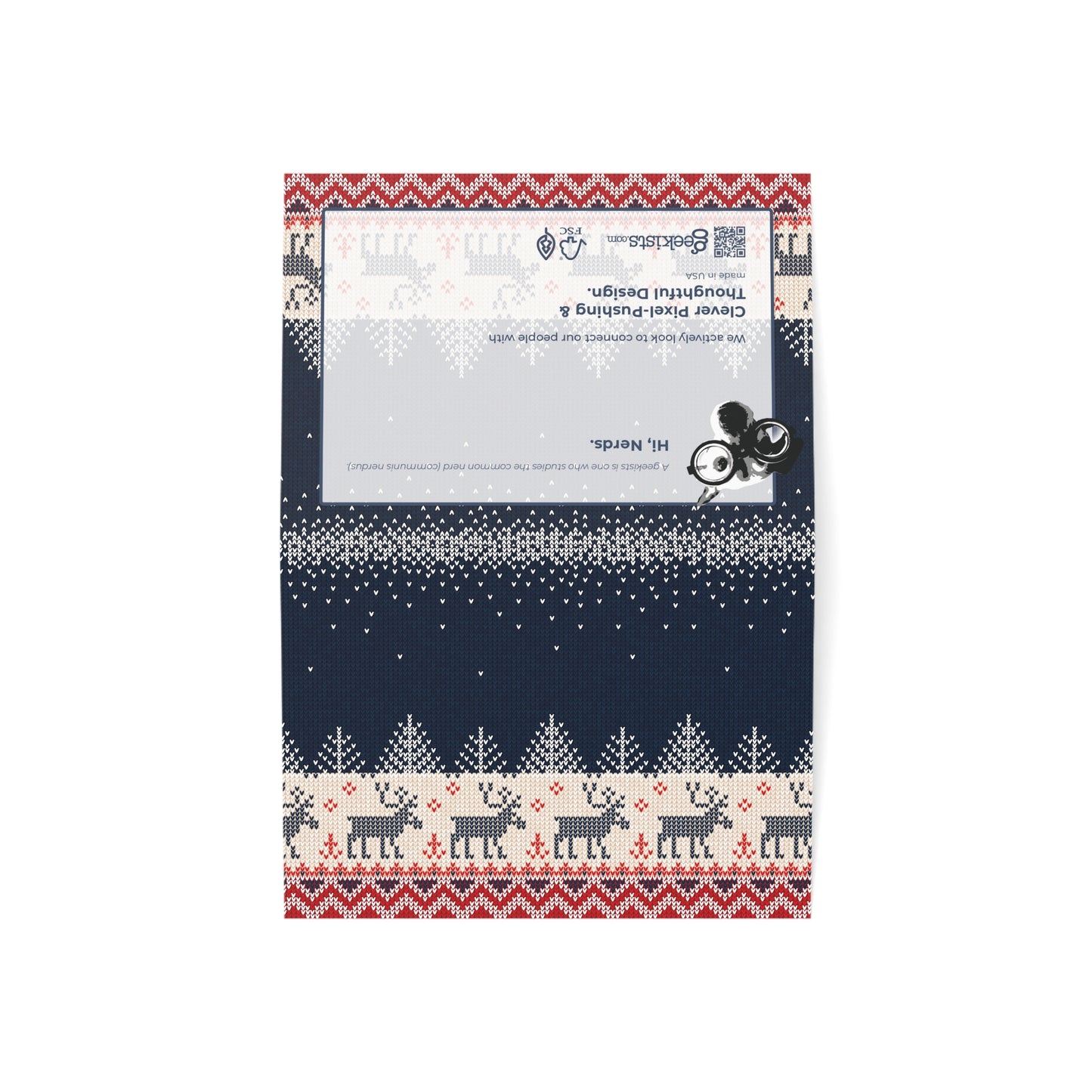 Personalized Ugly Reindeer Sweater Greeting Cards | Custom Knit-Look Christmas Stationery