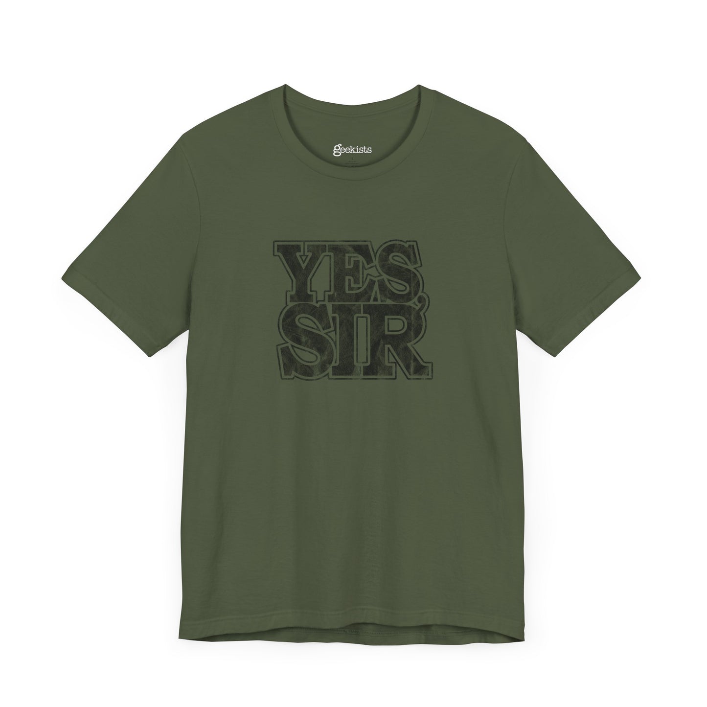 Yes Sir Military Nerd T-Shirt with Distressed Design - Asphalt