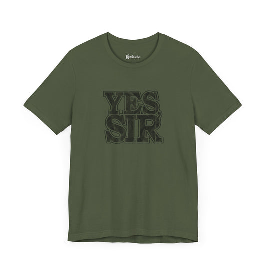 Yes Sir Military Nerd T-Shirt with Distressed Design - Asphalt