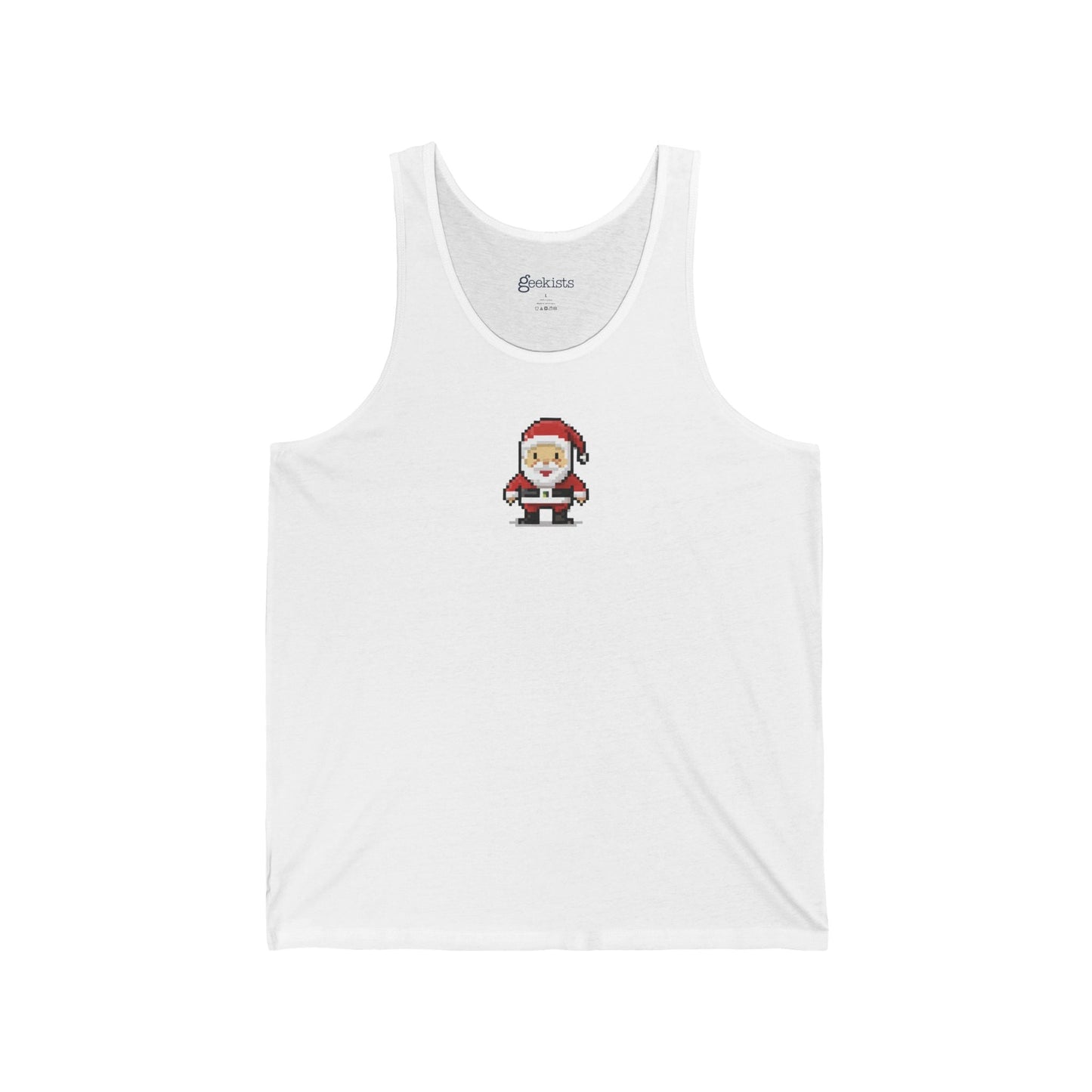 2XL-White Tank Top 8-Bit Santa Unisex Tank Top | Lightweight Jersey Tank | Graphic Shirts for Summer