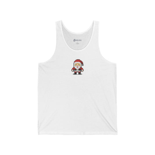 2XL-White Tank Top 8-Bit Santa Unisex Tank Top | Lightweight Jersey Tank | Graphic Shirts for Summer