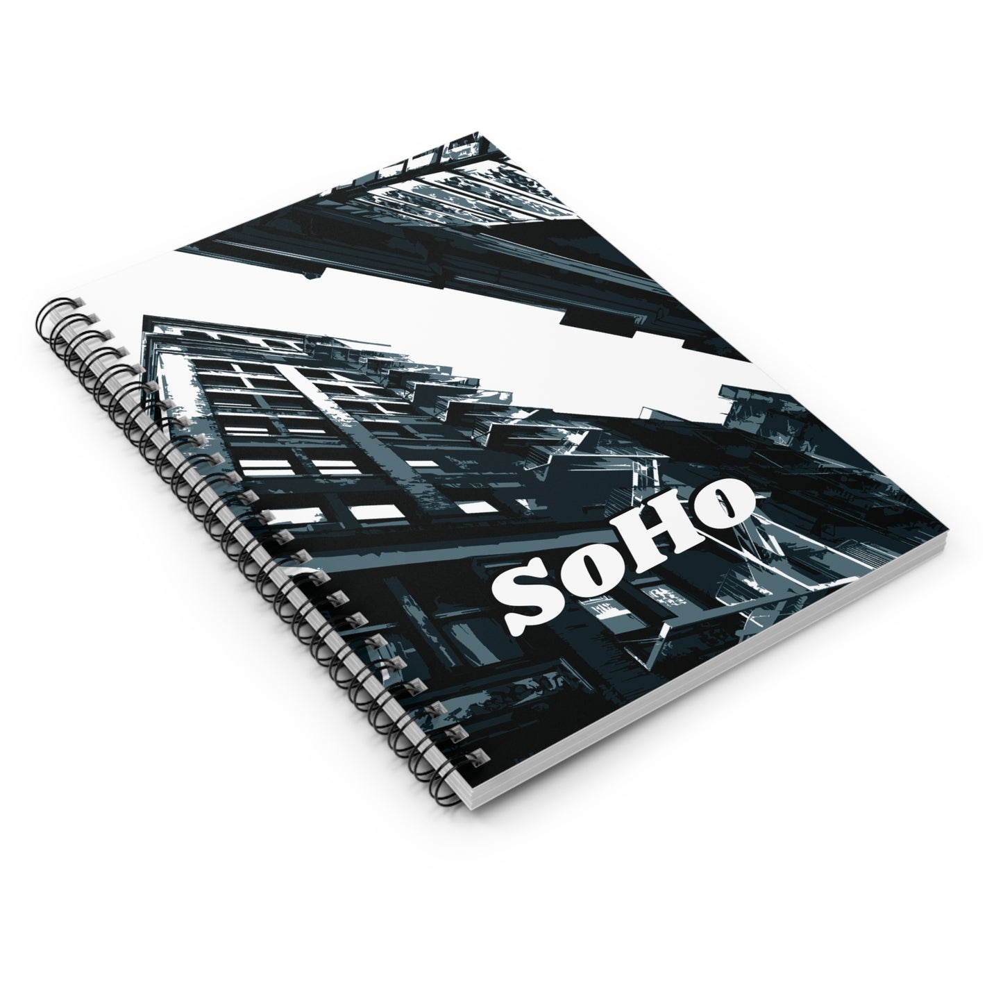 SoHo NYC Grunge Ruled Line Spiral Notebook — Graphic — Detail