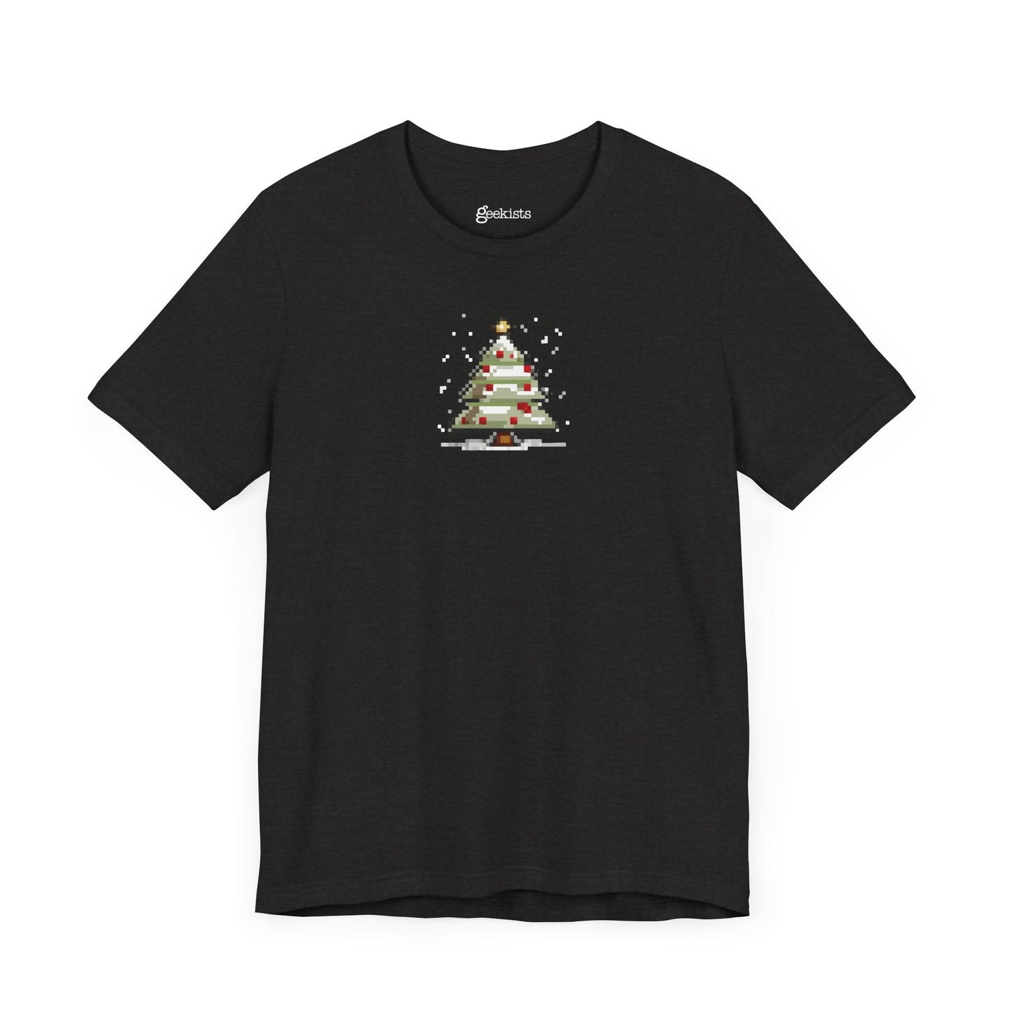Black-Heather-4XL T-Shirt 8-bit Xmas Tree Unisex T-Shirt | Lightweight Jersey Tee | Graphic Shirts for All Seasons