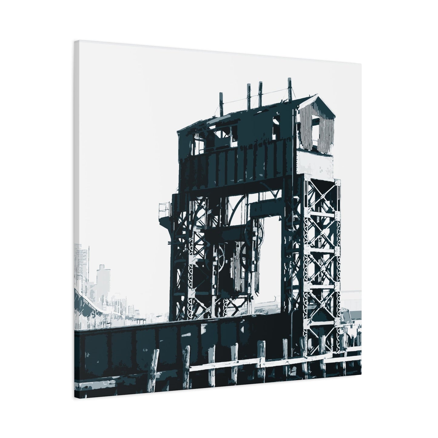 UWS Urban Decay Square Stretched Canvas Print — Hudson River NYC Graphic — Detail