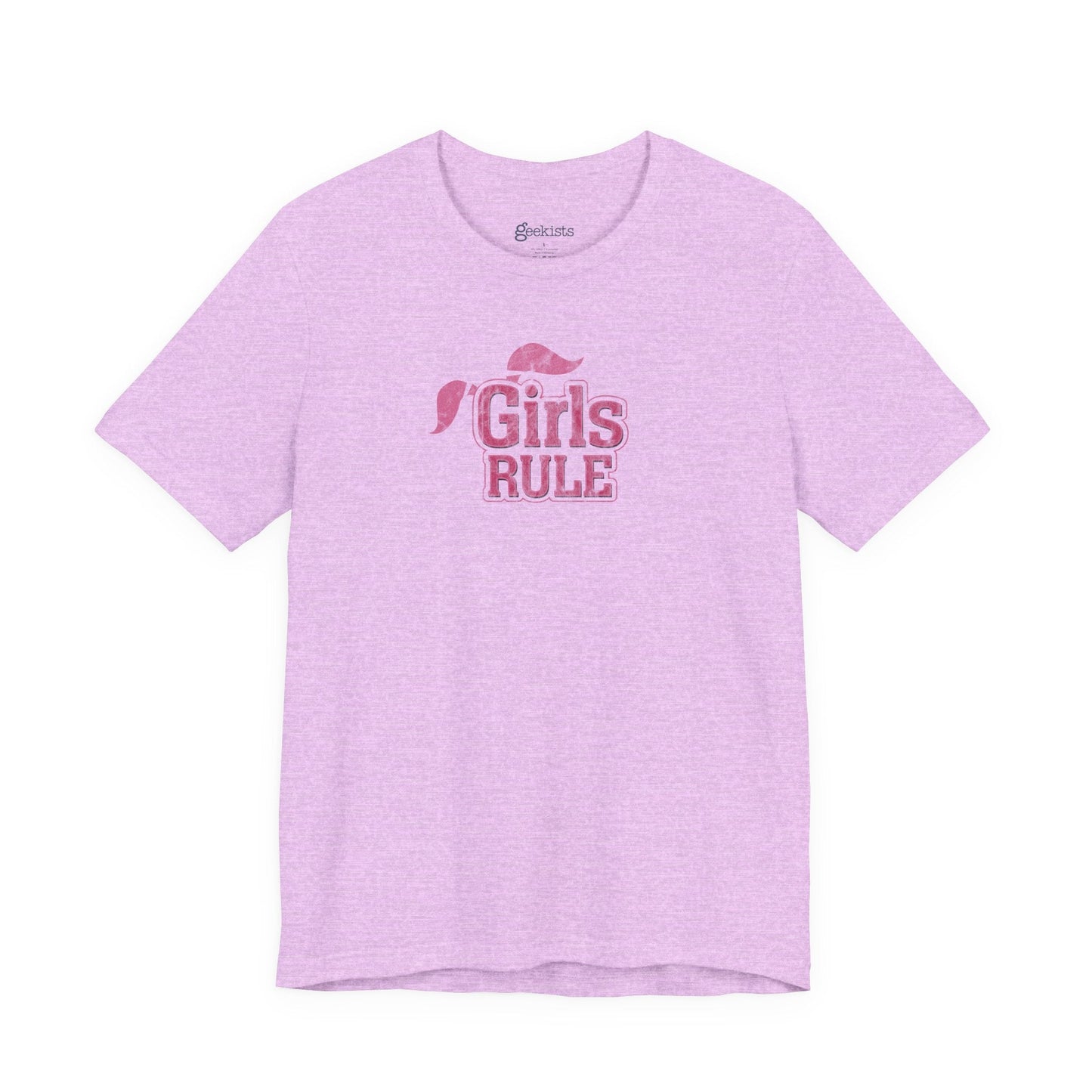 T-Shirt Girls Rule — Short Sleeve Jersey Tee — Unisex Lightweight Crewneck T-Shirt, Retro Distressed, for Couples (Funny Girls Rule, Boys Drool)