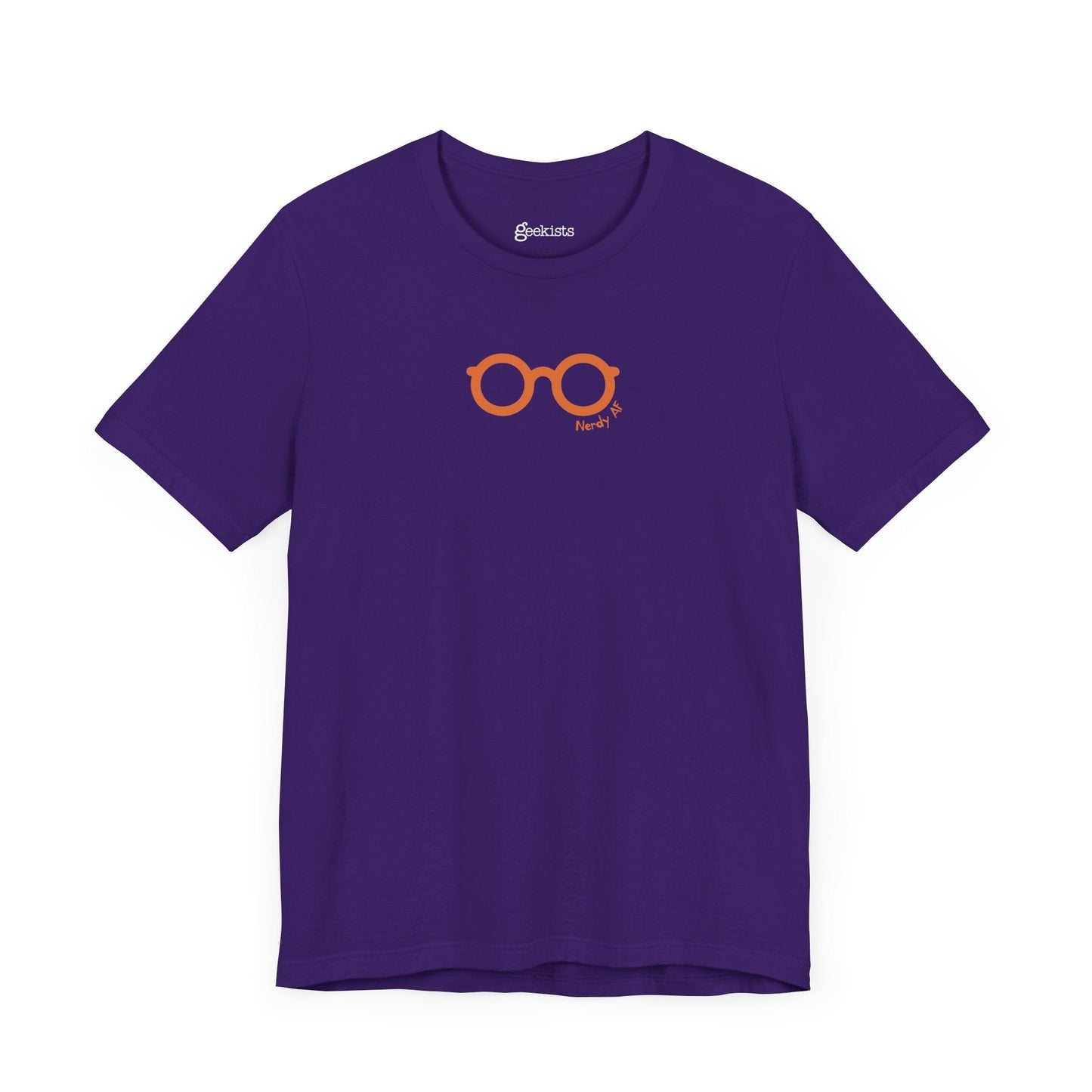 Purple-4XL Clothing Stuff > Shirts & Tops > Lightweight Jersey Tee Nerdy AF Graphic Tee | Unisex Funny Nerd Shirt for Geeks