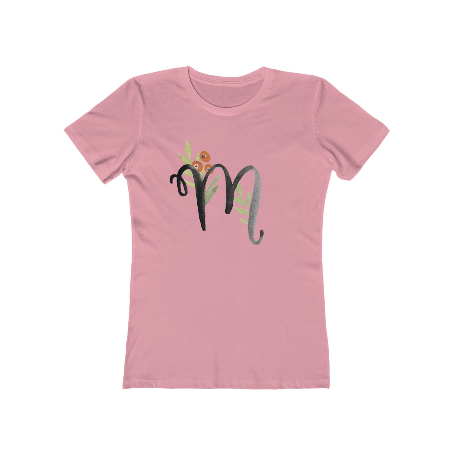 Clothing Stuff > Shirts & Tops > Women's Slim Fit Tee Watercolor Flower Letter M T-Shirt – Garden Nerd Tee for Plant Moms
