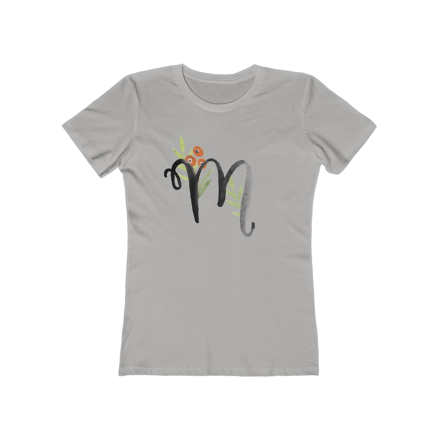 Clothing Stuff > Shirts & Tops > Women's Slim Fit Tee Watercolor Flower Letter M T-Shirt – Garden Nerd Tee for Plant Moms