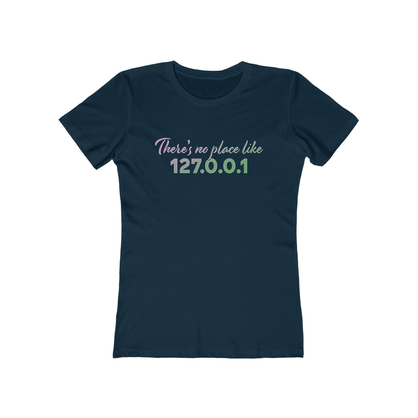 Women’s slim fit t-shirt with “127.0.0.1” localhost design, funny tech shirt for female coders and developers | variation