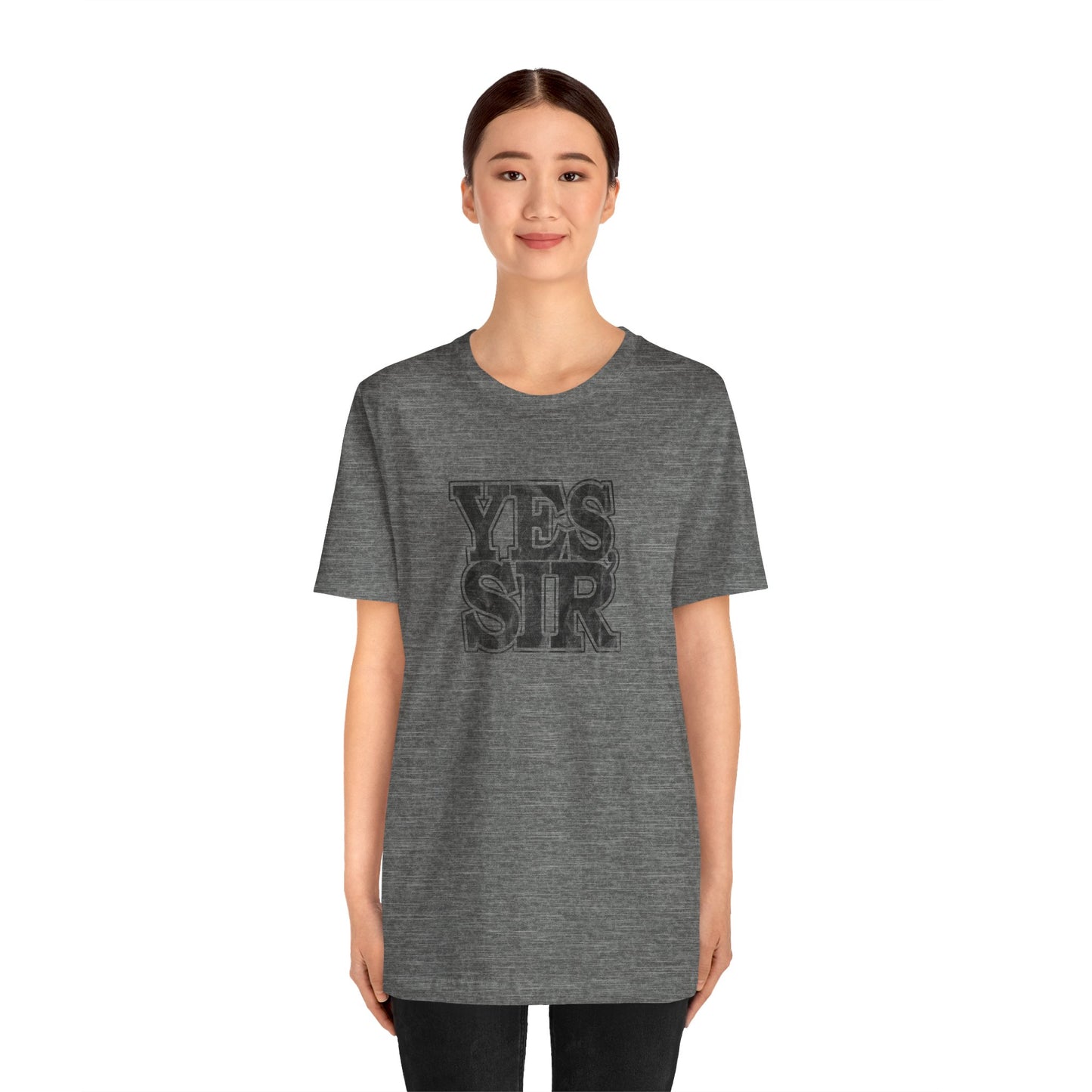 Yes Sir Military Nerd T-Shirt with Distressed Design - Heather True Royal