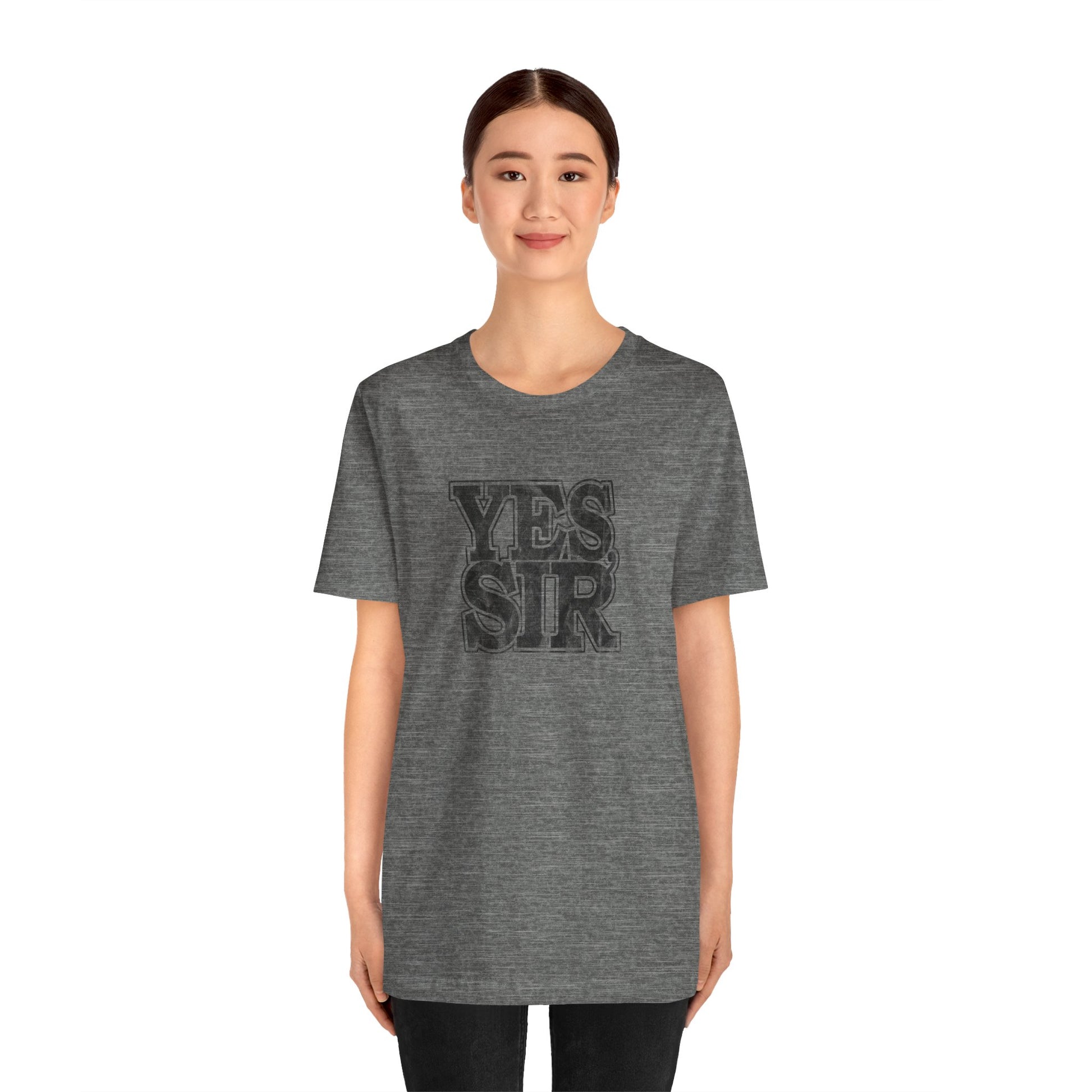 Yes Sir Military Nerd T-Shirt with Distressed Design - Heather True Royal