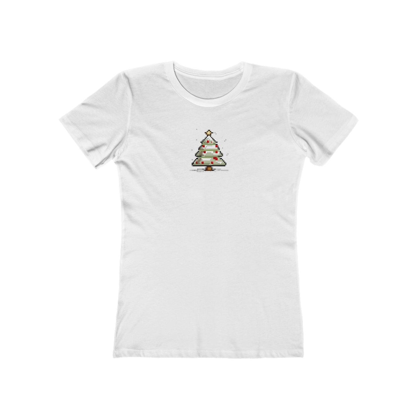 Solid-White-3XL T-Shirt 8-Bit Xmas Tree Women's T-Shirt | Slim Fit Shirt | Graphic Tee for Feminine Ladies