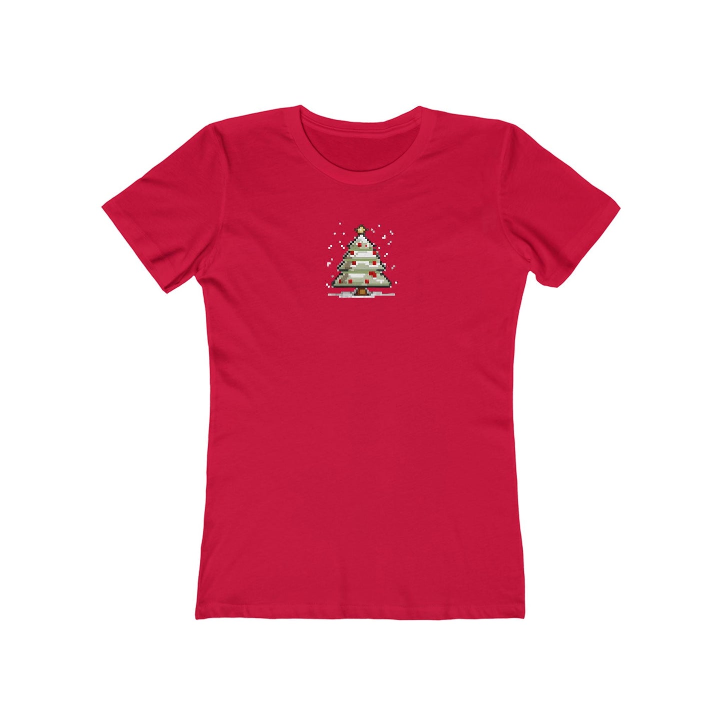 Solid-Red-3XL T-Shirt 8-Bit Xmas Tree Women's T-Shirt | Slim Fit Shirt | Graphic Tee for Feminine Ladies