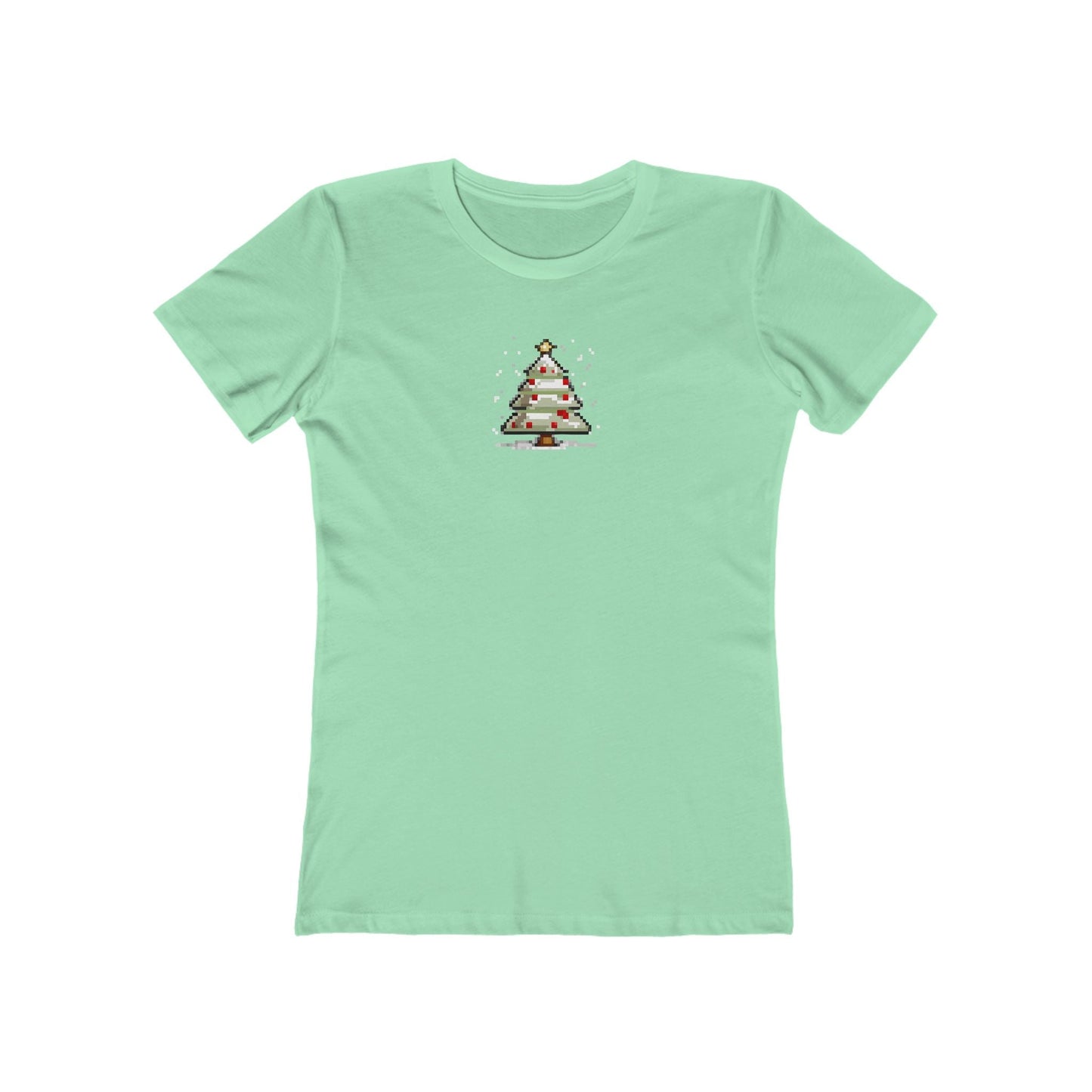 Solid-Mint-3XL T-Shirt 8-Bit Xmas Tree Women's T-Shirt | Slim Fit Shirt | Graphic Tee for Feminine Ladies