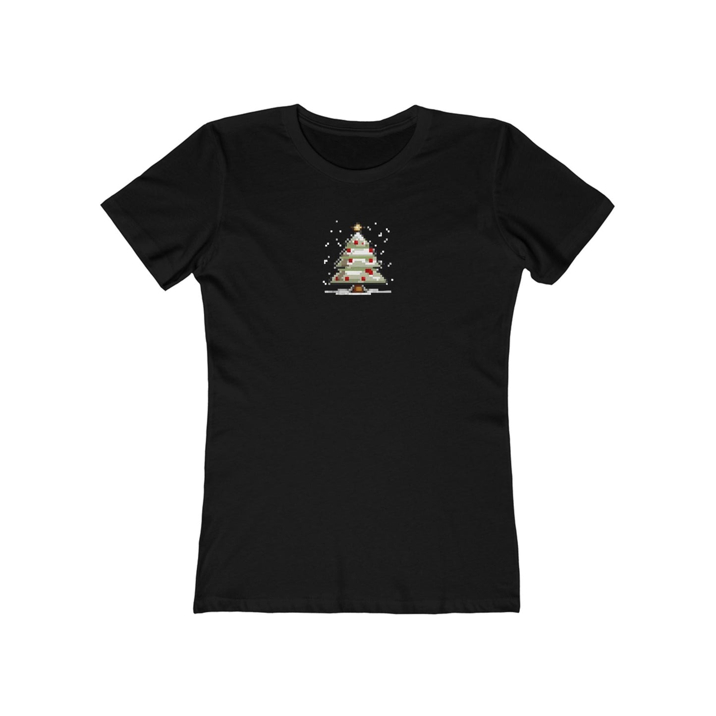 Solid-Black-3XL T-Shirt 8-Bit Xmas Tree Women's T-Shirt | Slim Fit Shirt | Graphic Tee for Feminine Ladies