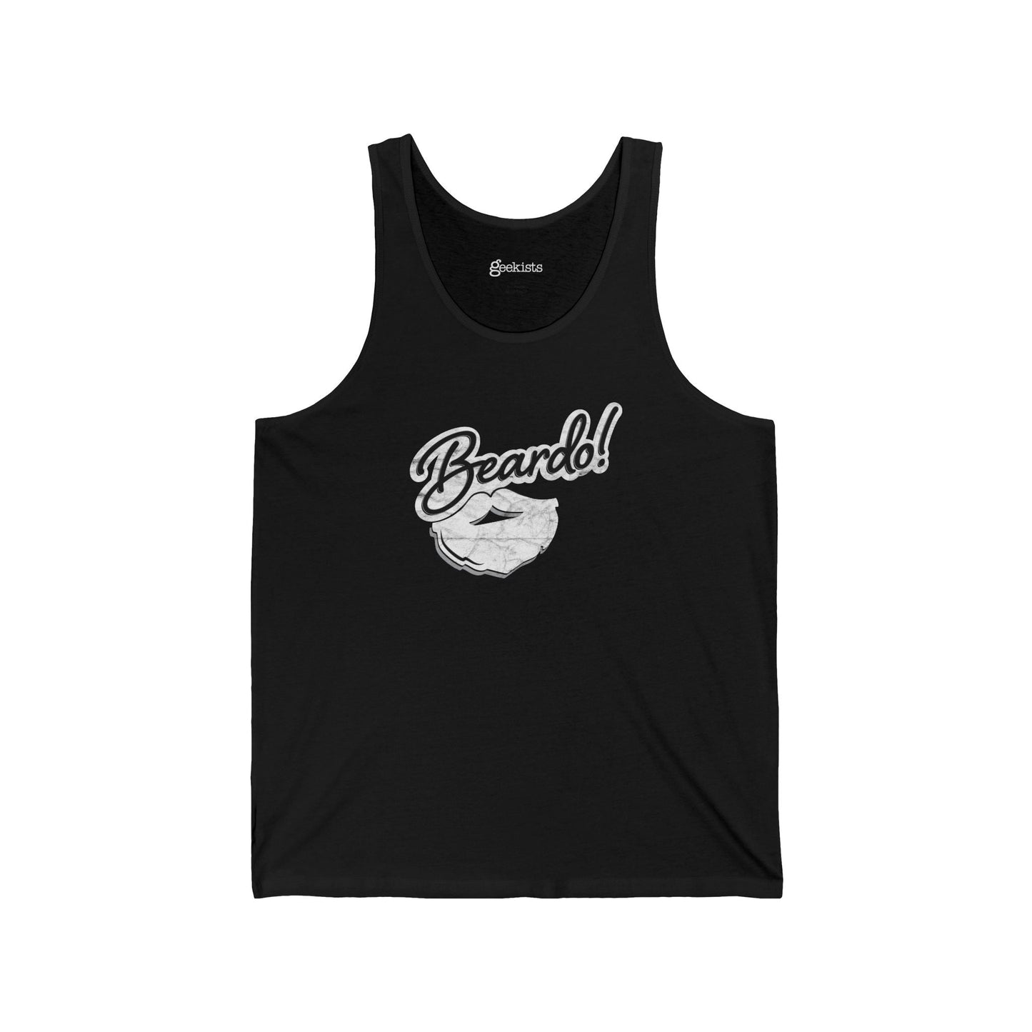 2XL-Black Tank Top Punny Beardo Unisex Tank Top | Distressed Retro Tank | Graphic Shirts for Bearded Nerds