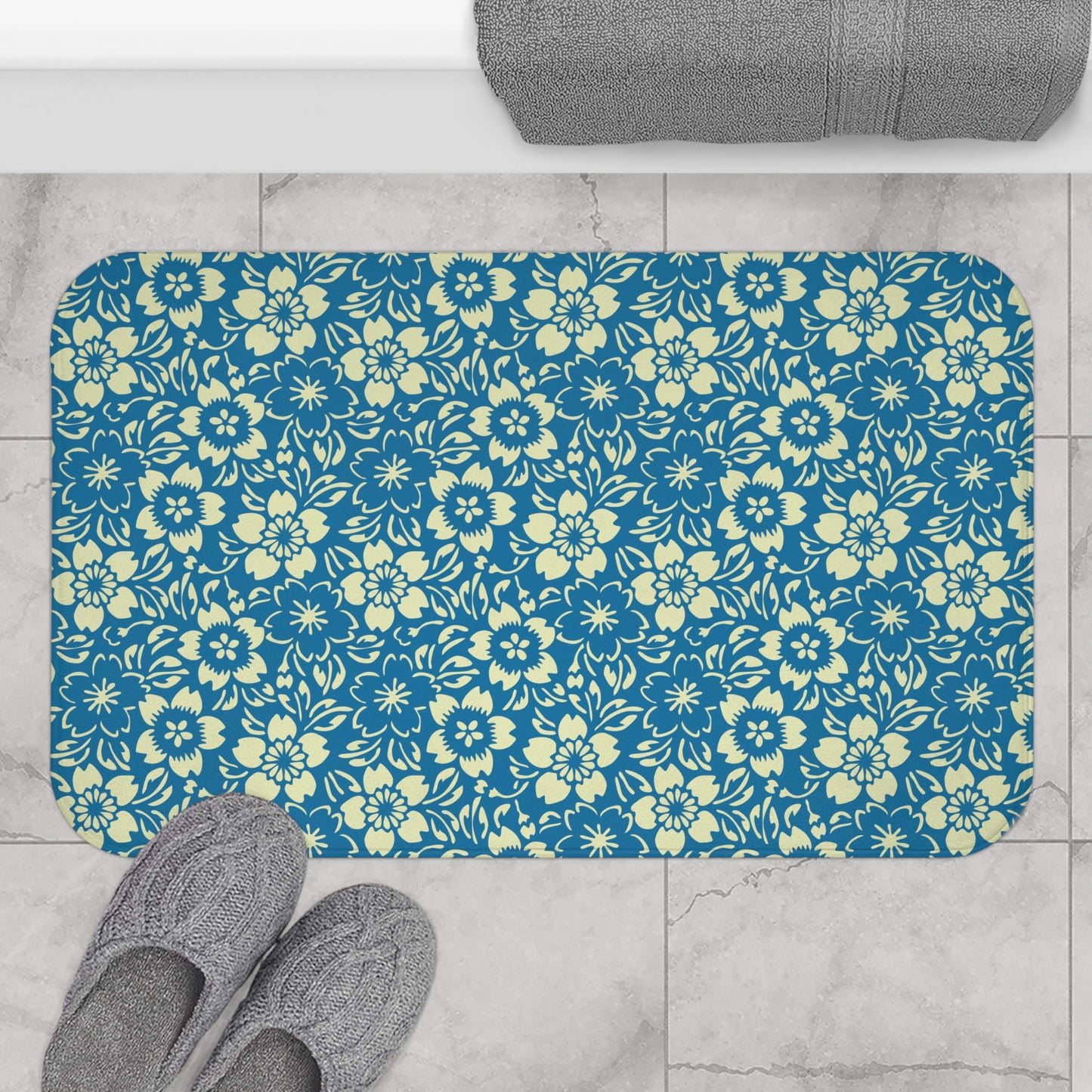 Customize Me! Floral Bath Mat – Memory Foam Comfort, Custom HEX Colors
