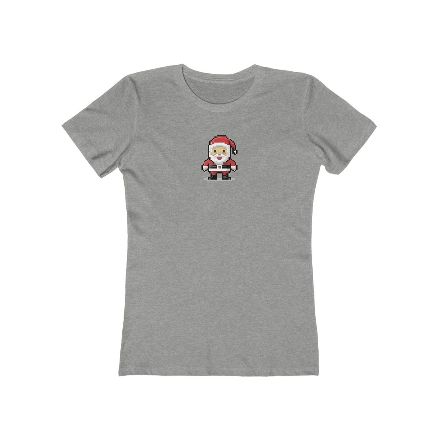 Heather-Grey-3XL T-Shirt 8-Bit Santa Women's T-Shirt | Slim Fit Shirt | Graphic Tee for Feminine Ladies