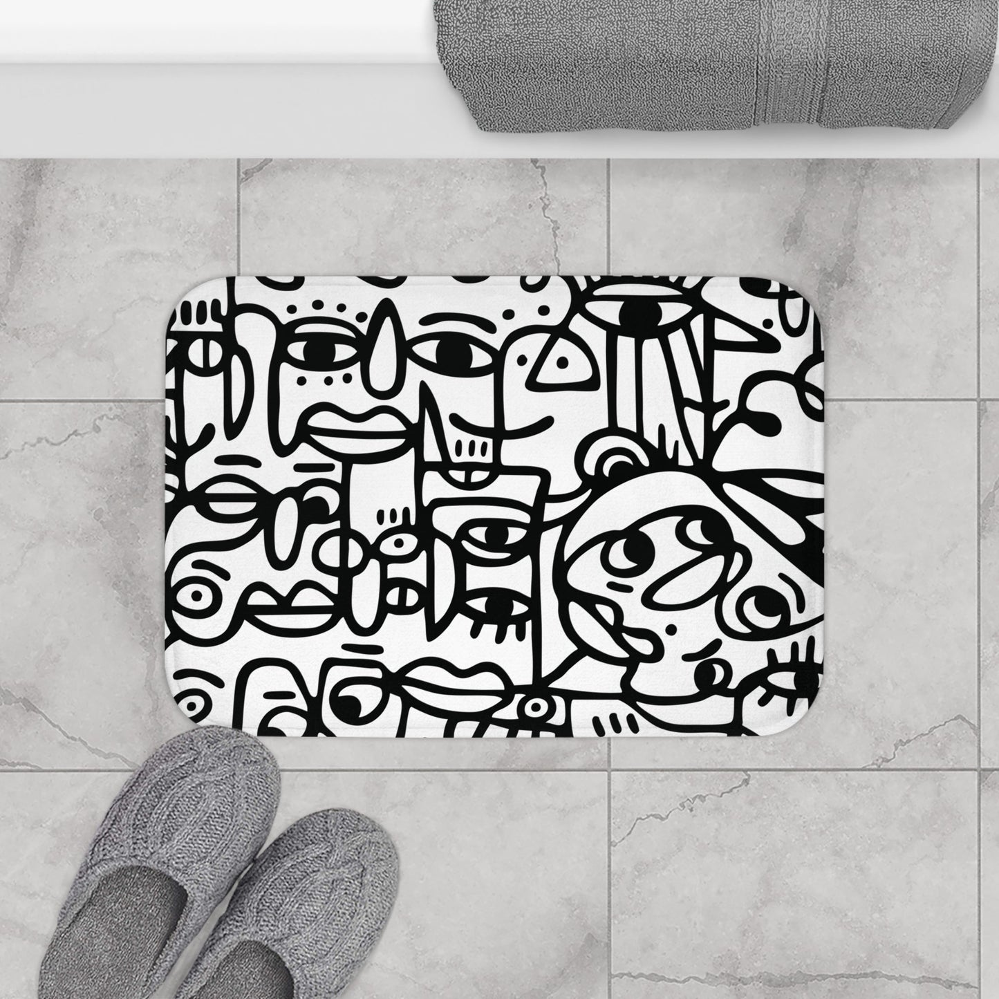 Home Decor Peopling Abstract Pattern Bath Mat | Anti-Slip Microfiber Bathroom Decor