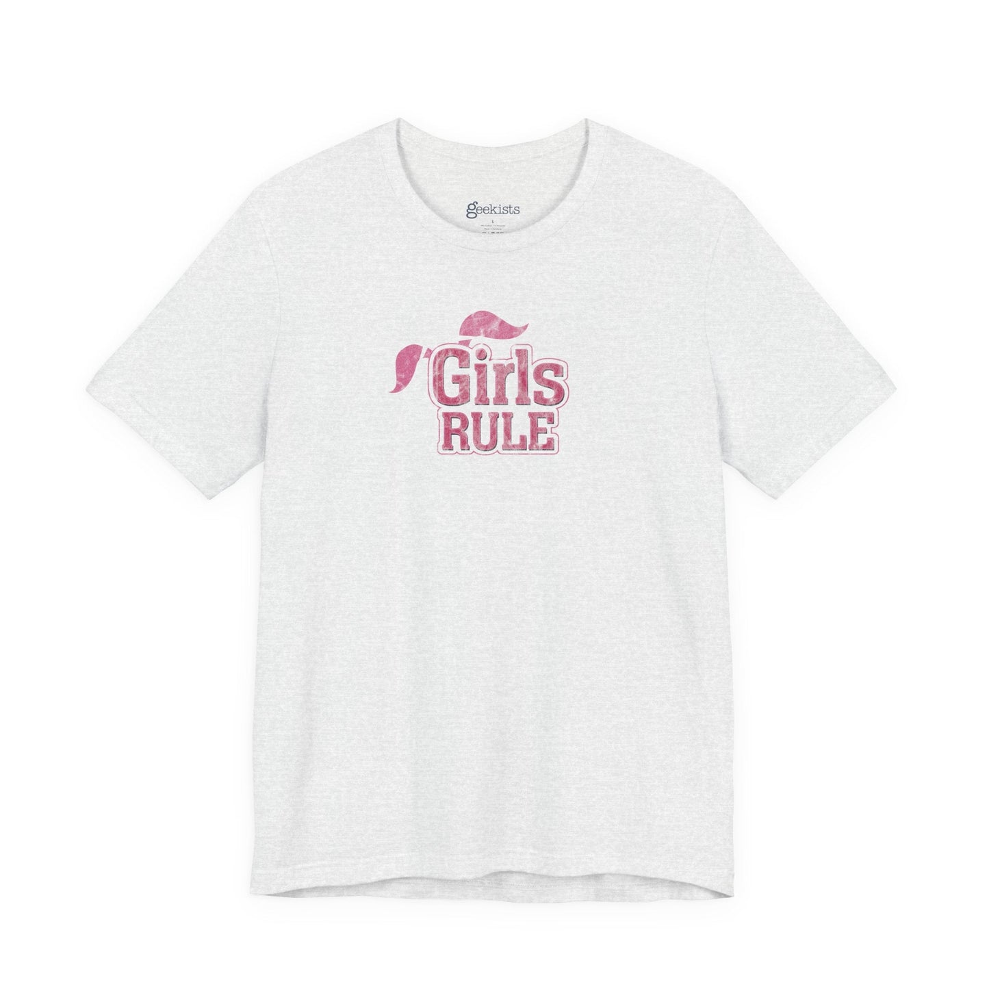 T-Shirt Girls Rule — Short Sleeve Jersey Tee — Unisex Lightweight Crewneck T-Shirt, Retro Distressed, for Couples (Funny Girls Rule, Boys Drool)