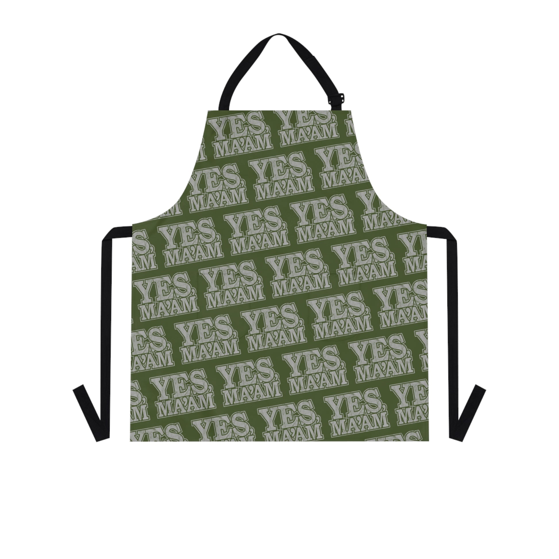 yes ma'am alpha female military nerd apron – distressed military pattern – one size